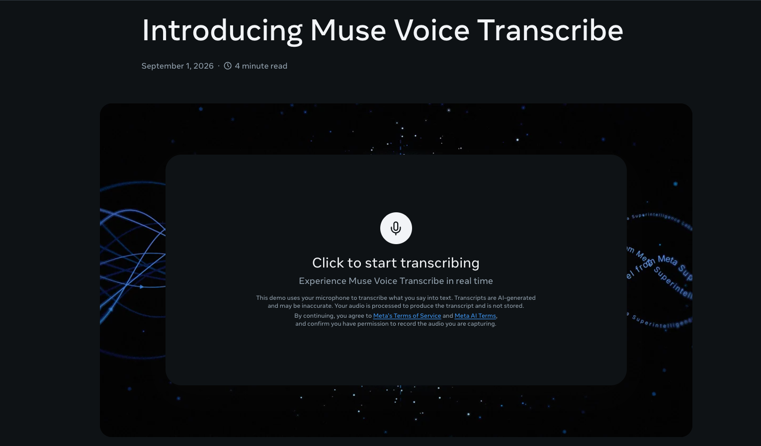 Meta 推出 Muse Voice Transcribe 即時語音轉文字模型:支援 70 多種語言、分辨 20 位以上的講者 - 電腦王阿達 Meta 推出 Muse Voice Transcribe 即時語音轉文字模型:支援 70 多種語言、分辨 20 位以上的講者 - 電腦王阿達
