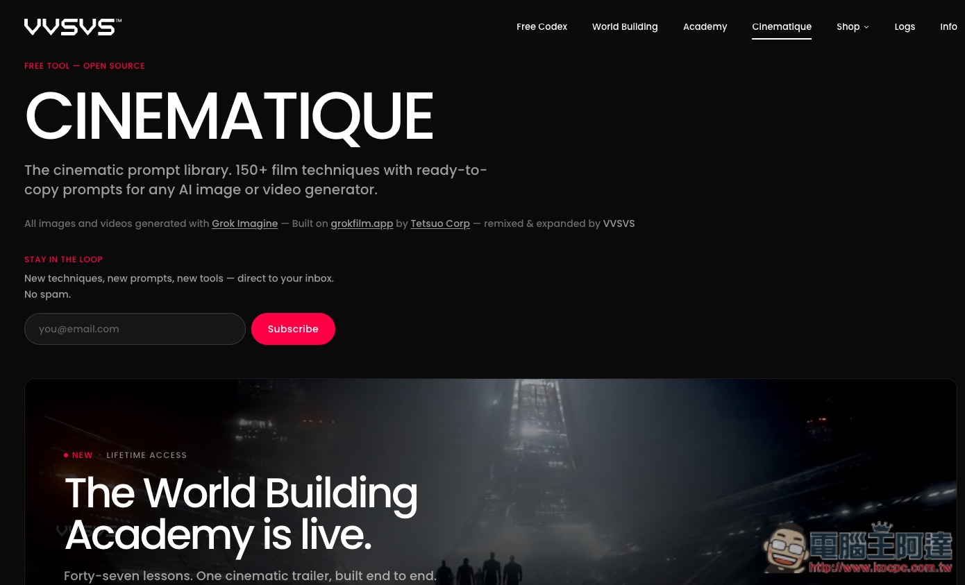 Cinematique 免費 AI 電影提示詞資料庫,150+ 種鏡頭、燈光與構圖 Prompt 直接複製使用 - 電腦王阿達 Cinematique 免費 AI 電影提示詞資料庫,150+ 種鏡頭、燈光與構圖 Prompt 直接複製使用 - 電腦王阿達