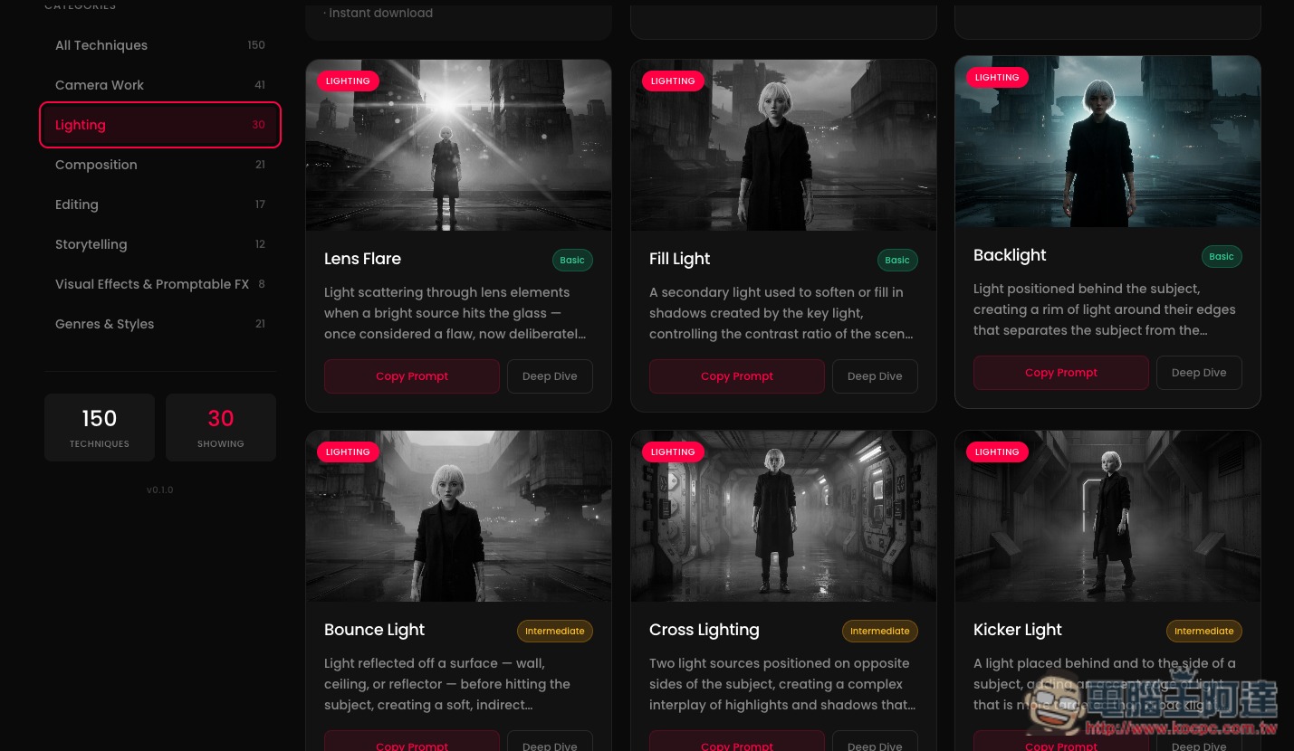 Cinematique 免費 AI 電影提示詞資料庫,150+ 種鏡頭、燈光與構圖 Prompt 直接複製使用 - 電腦王阿達 Cinematique 免費 AI 電影提示詞資料庫,150+ 種鏡頭、燈光與構圖 Prompt 直接複製使用 - 電腦王阿達