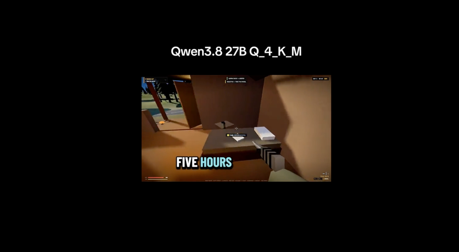 國外網友用 RTX 3090 跑本地 Qwen3.8-27B,5 小時就做出第一人稱殭屍射擊遊戲 - 電腦王阿達 國外網友用 RTX 3090 跑本地 Qwen3.8-27B,5 小時就做出第一人稱殭屍射擊遊戲 - 電腦王阿達