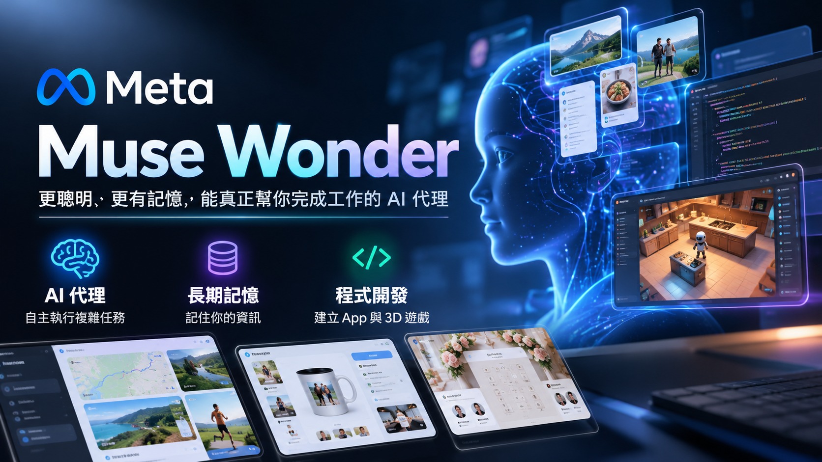 Meta 發表最強 AI 模型 Muse Wonder!主打 AI 代理、長期記憶與程式開發,多項跑分贏過 Fable 5.1、GPT-6 Astra - 電腦王阿達 Meta 發表最強 AI 模型 Muse Wonder!主打 AI 代理、長期記憶與程式開發,多項跑分贏過 Fable 5.1、GPT-6 Astra - 電腦王阿達