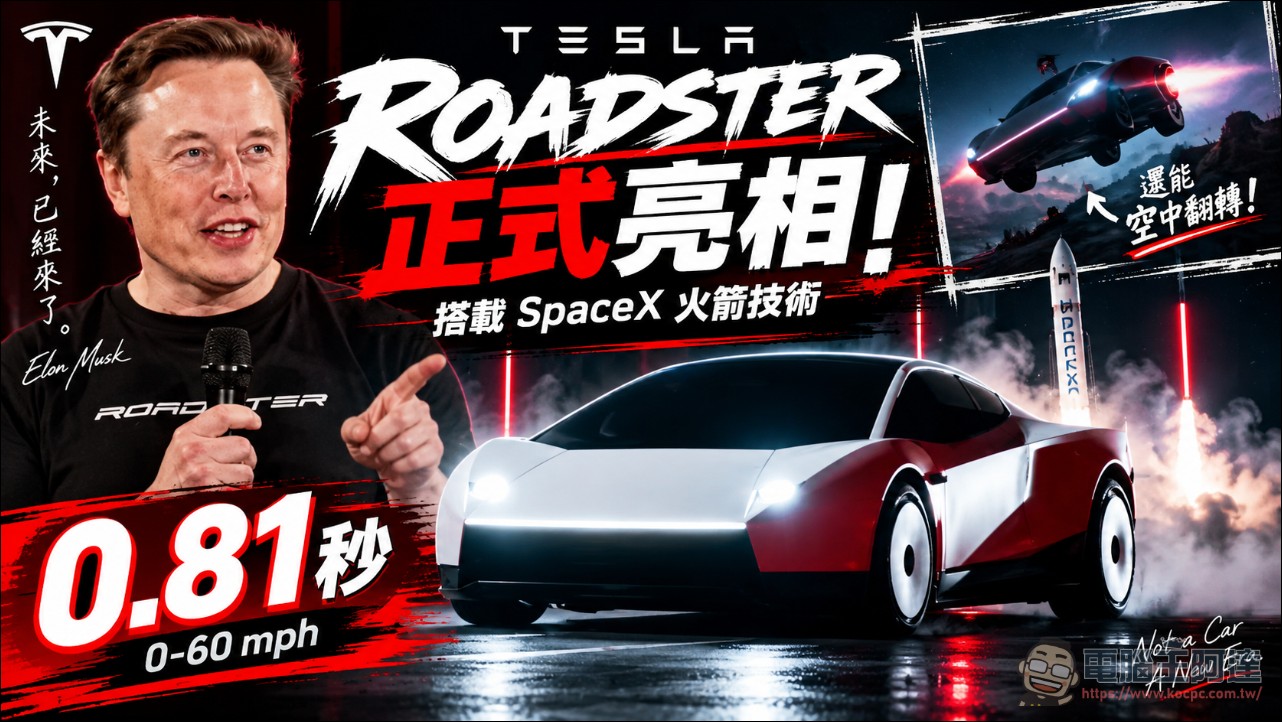 Tesla 新 Roadster 正式亮相!搭載 SpaceX 火箭技術,零百只要 0.81 秒、還能空中翻轉! - 電腦王阿達 Tesla 新 Roadster 正式亮相!搭載 SpaceX 火箭技術,零百只要 0.81 秒、還能空中翻轉! - 電腦王阿達