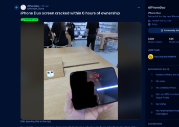 iPhone Duo 剛上市就傳螢幕破裂案例！國外用戶開合不到 20 次就損壞，多張照片現身各大論壇